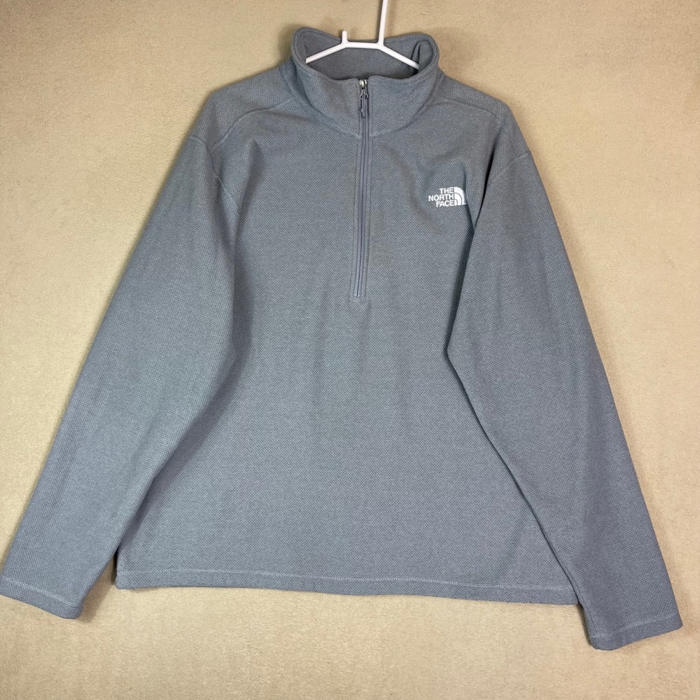 The North Face Mens XXL Gray Textured Cap Rock Quarter Zip Pullover Sweater